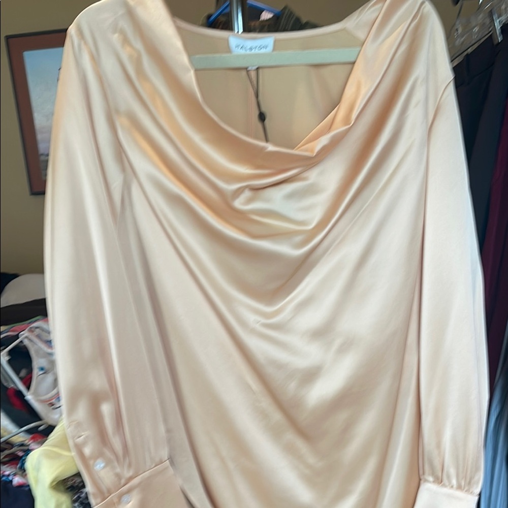 Elegant Satin Cowl Neck Blouse